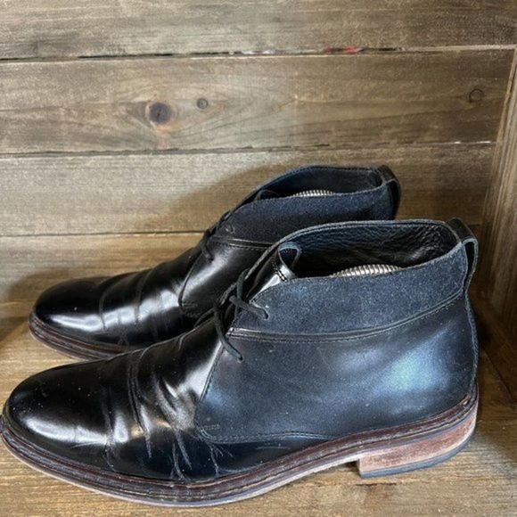 Mens Cole Haan Air Colton Winter Black Leather Ankle Chukka Boots Size 8.5 M GUC main image 4